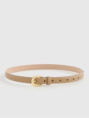 NWT QUINCE Sofia European Leather Skinny Belt Large Mushroom 8212